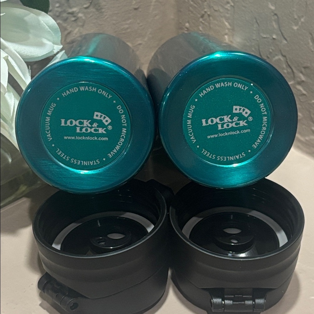 LocknLock Set of 2 Insulated Stainless Steel Tumblers ~ Teal - Picture 4 of 5